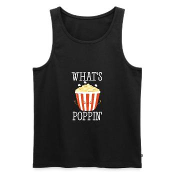 What's Poppin Funny Popcorn - Men's Premium Organic Tank Top - black - Front - Michal (187cm)