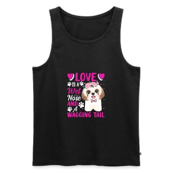 Shih Tzu Love Est Nez Mouillé Remuant Queue Fun Chien - Débardeur bio Premium Homme - noir - Devant - Michal (187cm)