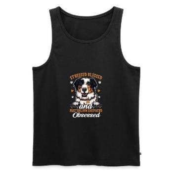 Gesegneter Australian Shepherd Besessener - Männer Premium Bio Tank Top - Schwarz - Vorne - AI Model Male 178 light (178cm)