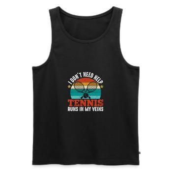 Tennis Runs In My Veins Funny Sports Player Coach - Männer Premium Bio Tank Top - Schwarz - Vorne - Michal (187cm)