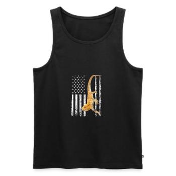 Funny Bearded Dragon Lovers American Flag Beardie - Men's Premium Organic Tank Top - black - Front - AI Model Male 178 light (178cm)