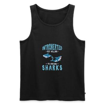 Introverti mais prêt à discuter des requins drôle sh - Débardeur bio Premium Homme - noir - Devant - Michal (187cm)