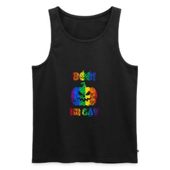 Hou! Je suis gay! Fierté d’Halloween - Débardeur bio Premium Homme - noir - Devant - AI Model Male 178 light (178cm)