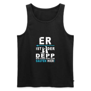 Er ist der Depp, wir saufen nur - Männer Premium Bio Tank Top - Schwarz - Vorne - AI Model Male 178 light (178cm)