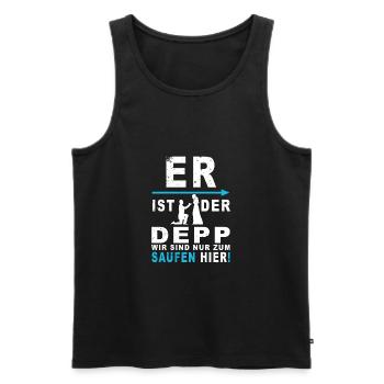 Er ist der Depp, wir saufen nur - Männer Premium Bio Tank Top - Schwarz - Vorne - AI Model Male 178 light (178cm)