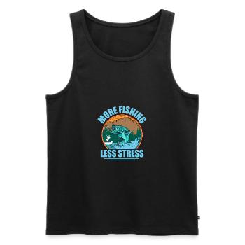 Plus de pêche moins de stress Pêcheur pêcheur - Débardeur bio Premium Homme - noir - Devant - Michal (187cm)