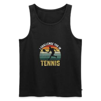 Je te défie dans Tennis Out Funny - Débardeur bio Premium Homme - noir - Devant - AI Model Male 178 light (178cm)