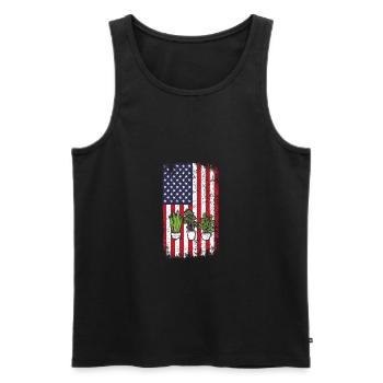 Cute Plants American Flag Funny Plant Lover Succul - Men's Premium Organic Tank Top - black - Front - AI Model Male 178 light (178cm)