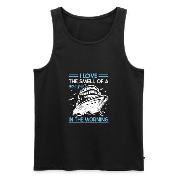 I Love The Smell Of A New Port In The Morning - Männer Premium Bio Tank Top - Schwarz - Vorne - Michal (187cm)