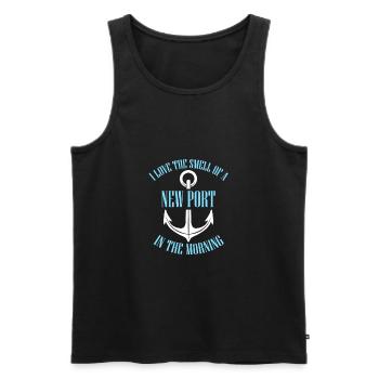 I Love The Smell Of A New Port In The Morning - Männer Premium Bio Tank Top - Schwarz - Vorne - Michal (187cm)