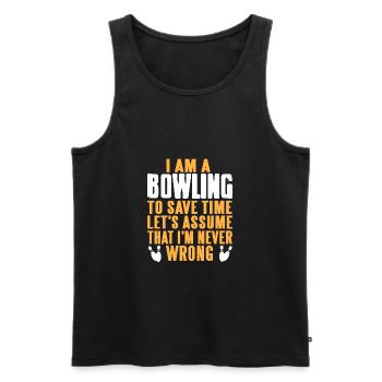 I Am Bowling To Save Time Funny Bowling T-Shirt - Männer Premium Bio Tank Top - Schwarz - Vorne - Michal (187cm)