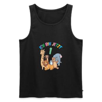 1 Geburtstag Zoo Tiere - 1 Jahr Junge Mädchen - Männer Premium Bio Tank Top - Schwarz - Vorne - Michal (187cm)