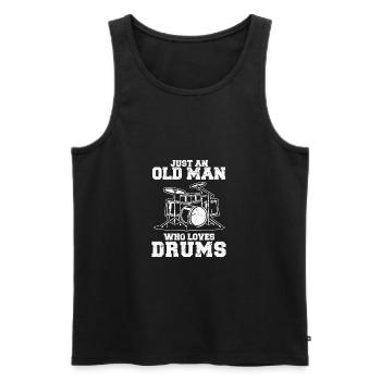 Just An Old Man Who Loves Drums Funny Drummer Perc - Männer Premium Bio Tank Top - Schwarz - Vorne - AI Model Male 178 light (178cm)