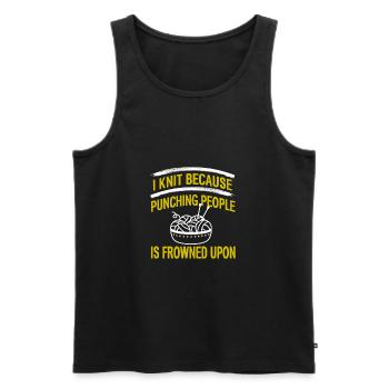 I Knit Because Punching People Is Frowned Upon - Männer Premium Bio Tank Top - Schwarz - Vorne - AI Model Male 178 light (178cm)