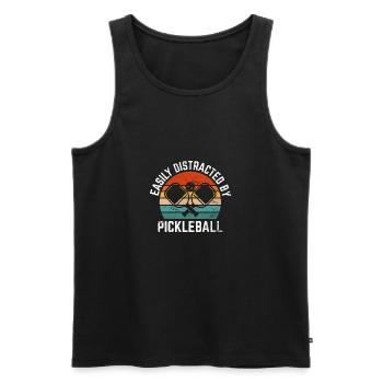 Easily Distracted By Pickleball Funny Pickleball P - Men's Premium Organic Tank Top - black - Front - Michal (187cm)
