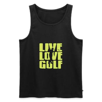 Live Love Golf Awesome Cool Golfing T-Shirt - Men's Premium Organic Tank Top - black - Front - AI Model Male 178 light (178cm)