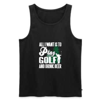 Tout ce que je veux, c’est jouer au golf et boire de la bière drôle - Débardeur bio Premium Homme - noir - Devant - AI Model Male 178 light (178cm)