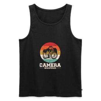 Camera Whisperer Funny Photography Lover Joke Phot - Men's Premium Organic Tank Top - black - Front - AI Model Male 178 light (178cm)