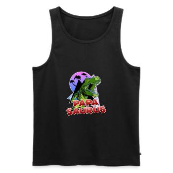 Papasaurus design pour le père pour son anniversaire - Débardeur bio Premium Homme - noir - Devant - AI Model Male 178 light (178cm)