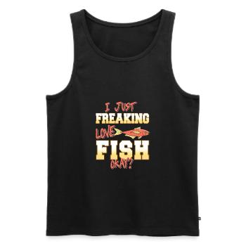 Je viens de flipper Love Fish D’accord? Drôle de T-Shirt - Débardeur bio Premium Homme - noir - Devant - Michal (187cm)