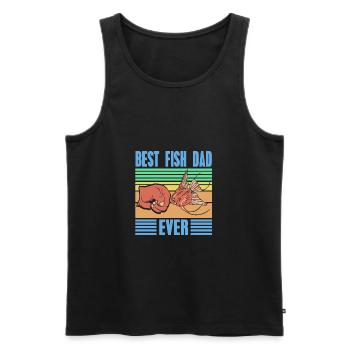 Meilleur poisson papa jamais rétro T-Shirt de pêche présent - Débardeur bio Premium Homme - noir - Devant - Michal (187cm)