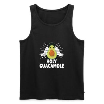 Holy Guacamole Quote Avocado Angel - Men's Premium Organic Tank Top - black - Front - Michal (187cm)