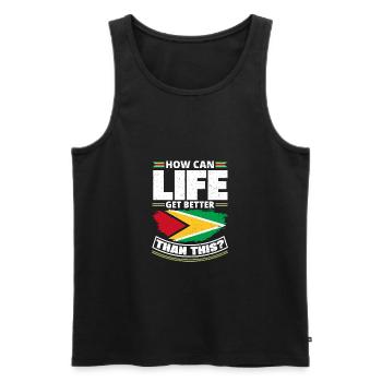 Guyana Drapeau Guyanais Comment la vie peut-elle être meilleure que - Débardeur bio Premium Homme - noir - Devant - Michal (187cm)