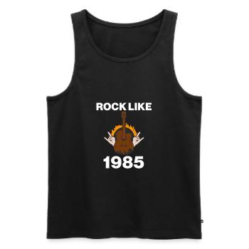 Rock comme 1985 Rock Music Rocker Musicien Rock Band - Débardeur bio Premium Homme - noir - Devant - AI Model Male 178 light (178cm)