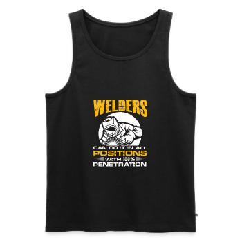 Welders Can Do It In All Positions – Funny Welder - Männer Premium Bio Tank Top - Schwarz - Vorne - Michal (187cm)