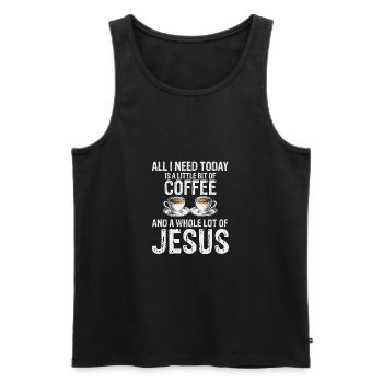 Un peu de café et beaucoup de Jésus - Débardeur bio Premium Homme - noir - Devant - Michal (187cm)