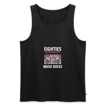 Cute Vintage Eighties Music Rocks Funny Retro Band - Men's Premium Organic Tank Top - black - Front - Michal (187cm)