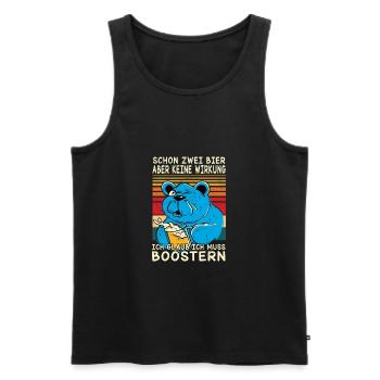 Schon zwei Bier aber noch keine Wirkung, Boostern! - Männer Premium Bio Tank Top - Schwarz - Vorne - AI Model Male 178 light (178cm)