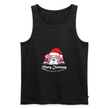 Merry Christmas Hund süß Mops Möpse Hunderasse - Männer Premium Bio Tank Top - Schwarz - Vorne - AI Model Male 178 light (178cm)