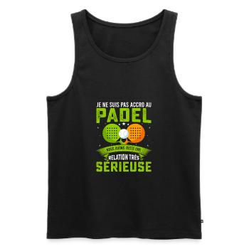 Accor au padel | Logo et dessin padel - Débardeur bio Premium Homme - noir - Devant - Michal (187cm)