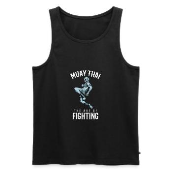 Traditioneller Muay Thai Skelettkämpfer - Thai - Männer Premium Bio Tank Top - Schwarz - Vorne - Michal (187cm)