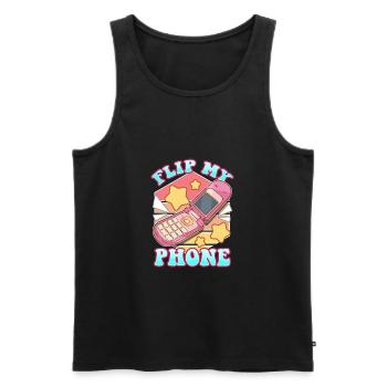 Flip My Phone Funny Retro Vintage Flip Phone Fun O - Men's Premium Organic Tank Top - black - Front - AI Model Male 178 light (178cm)