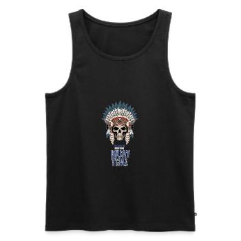 Muay Thai Skelett Kriegshaube - Thailand Thaiboxen - Männer Premium Bio Tank Top - Schwarz - Vorne - Michal (187cm)