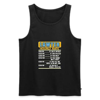Funny Hourly Rate Of A Lawyer T-Shirt Present Gift - Men's Premium Organic Tank Top - black - Front - AI Model Male 178 light (178cm)