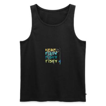 Süß hier Fischig Fisch Angeln Liebhaber Fischer Liebe - Männer Premium Bio Tank Top - Schwarz - Vorne - AI Model Male 178 light (178cm)