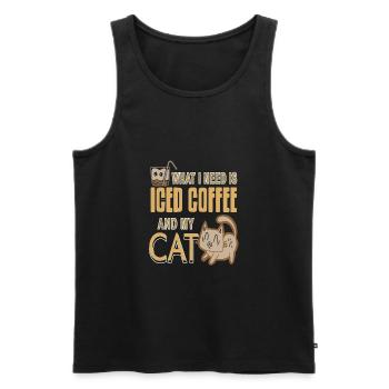 What I Need Is Iced Coffee And My Cat T-Shirt - Männer Premium Bio Tank Top - Schwarz - Vorne - Michal (187cm)