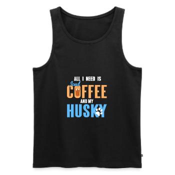 All I Need Is Iced Coffee And My Husky Awesome - Men's Premium Organic Tank Top - black - Front - Michal (187cm)