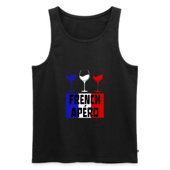 FRENCH APÉRO Vin Français bleu blanc et rouge - Débardeur bio Premium Homme - noir - Devant - Michal (187cm)