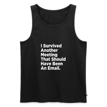 I Survived Another Meeting - Men's Premium Organic Tank Top - black - Front - AI Model Male 178 light (178cm)