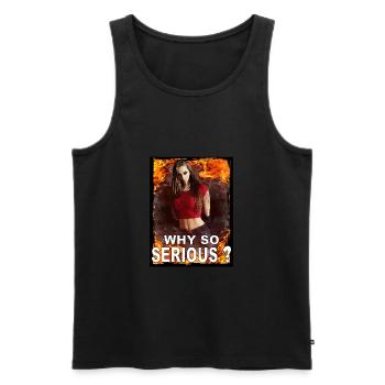 Why so serious? Warum so ernst? - Männer Premium Bio Tank Top - Schwarz - Vorne - AI Model Male 178 light (178cm)