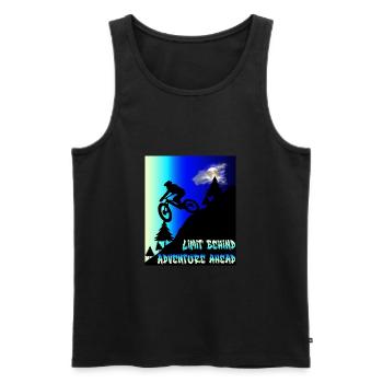 Mountainbike limit behind adventure ahead - Men's Premium Organic Tank Top - black - Front - AI Model Male 178 light (178cm)