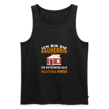 Bauherrin - ich treffe die Entscheidungen - Männer Premium Bio Tank Top - Schwarz - Vorne - Michal (187cm)