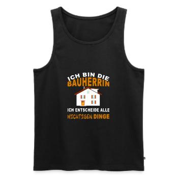 Bauherrin - ich treffe die Entscheidungen - Männer Premium Bio Tank Top - Schwarz - Vorne - Michal (187cm)