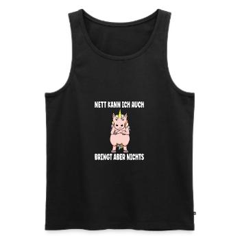 Nett Kann Ich Auch Bringt Aber Nix Lustig Einhorn - Männer Premium Bio Tank Top - Schwarz - Vorne - AI Model Male 178 light (178cm)