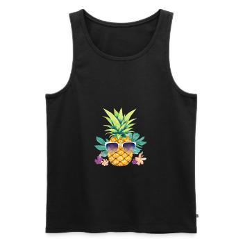Pineapple Sunglasses Beach Hawaiian Holidays - Débardeur bio Premium Homme - noir - Devant - AI Model Male 178 light (178cm)