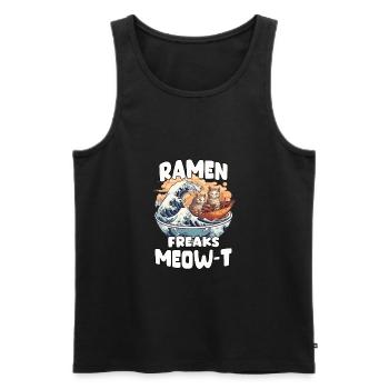 Kawaii Neko and Kanagawa wave for ramen fans. - Men's Premium Organic Tank Top - black - Front - Michal (187cm)